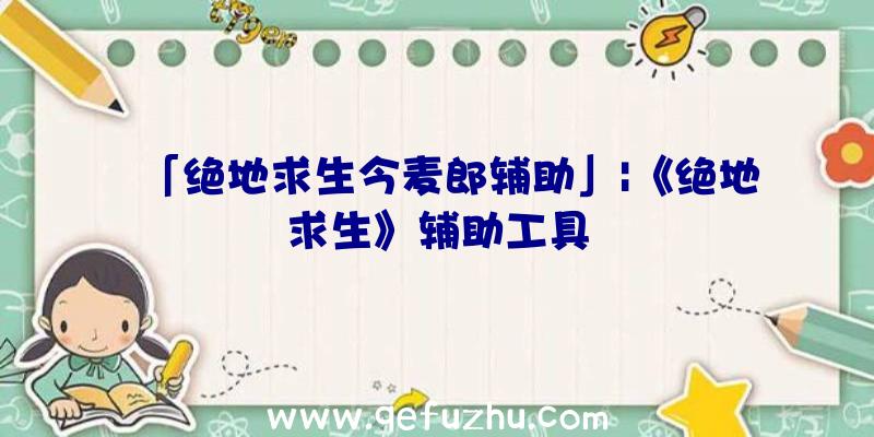 「绝地求生今麦郎辅助」|《绝地求生》辅助工具